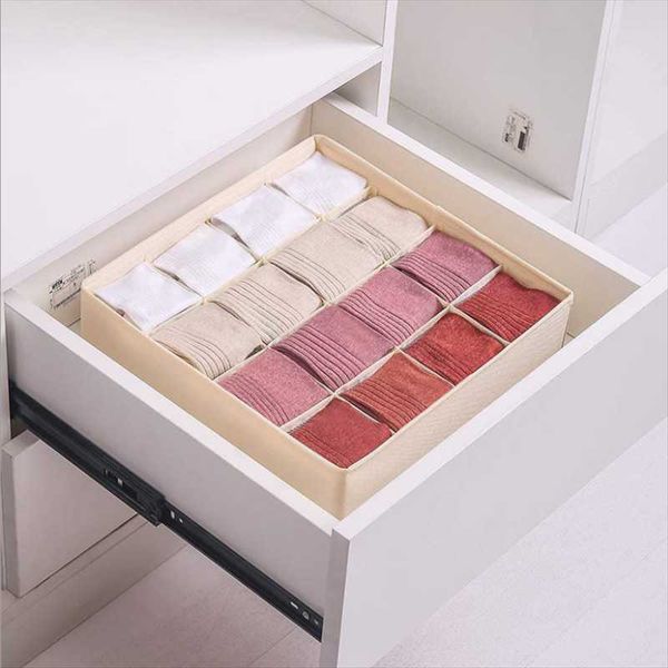 

storage drawers cotton linen socks box washable closet underpants finishing sundries container folding drawer organizer 12 grids