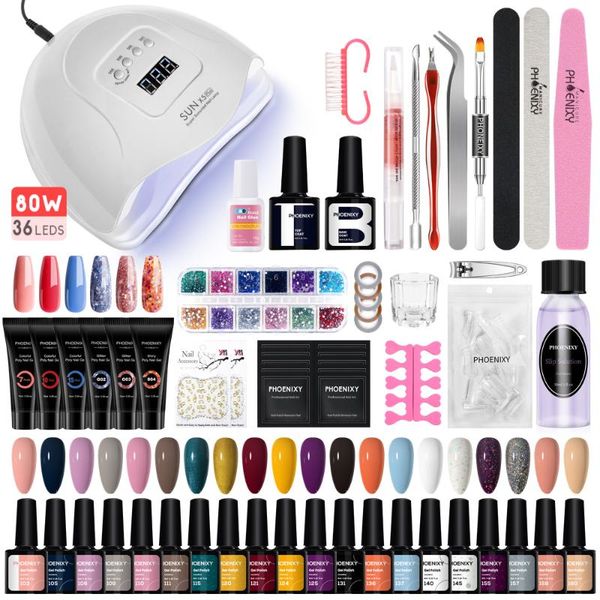 

nail art kits gel polish set with uv lamp nails poly manicure tool kit for extension complete full