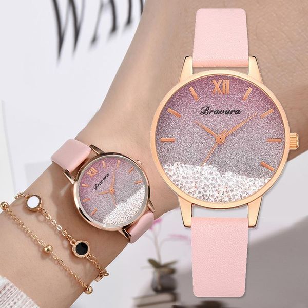 

watch for women romantic starry sky leather belt geneva simple classic quartz exquisite bracelet wristwatches, Slivery;brown