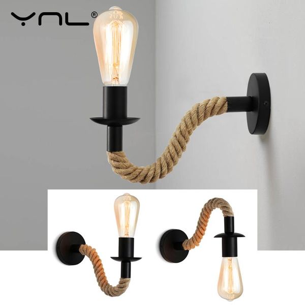 

retro rope industrial loft wall lamp vintage decor light fixtures for living room indoor sconces lighting decorative