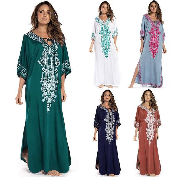 

women's swimwear style rayon embroidered large size beach skirt bikini swimsuit jacket seaside holiday dress sunscreen, White;black