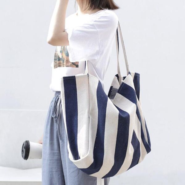 

evening bags zkmode retro literary shoulder simple small fresh striped canvas bag leisure fashion large capacity handbag women's