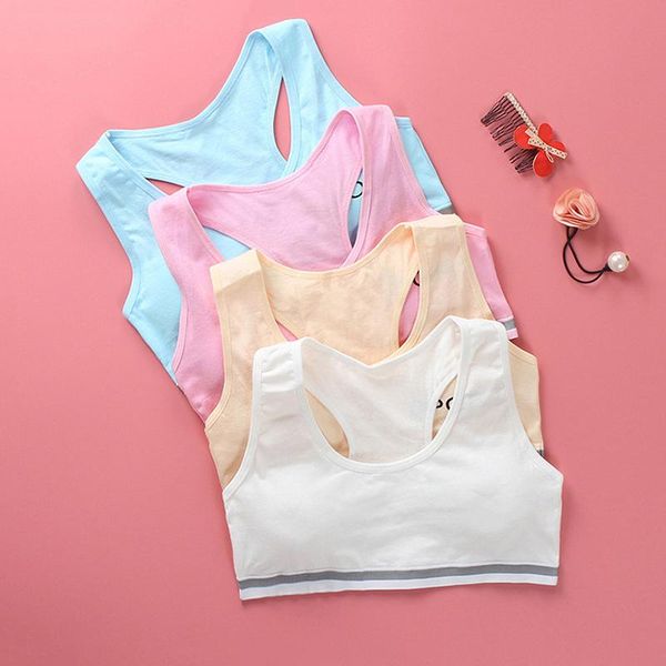 

bras womens sports underwear wire bra children cotton training puberty girls student cute breathable lingerie tube vest, Red;black