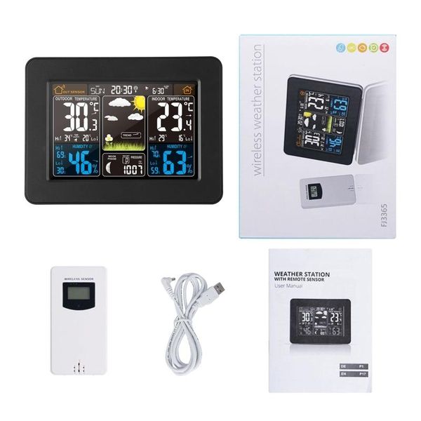 

forecast weather station digital alarm clock rf wireless indoor temperature humidity meter barometer timers