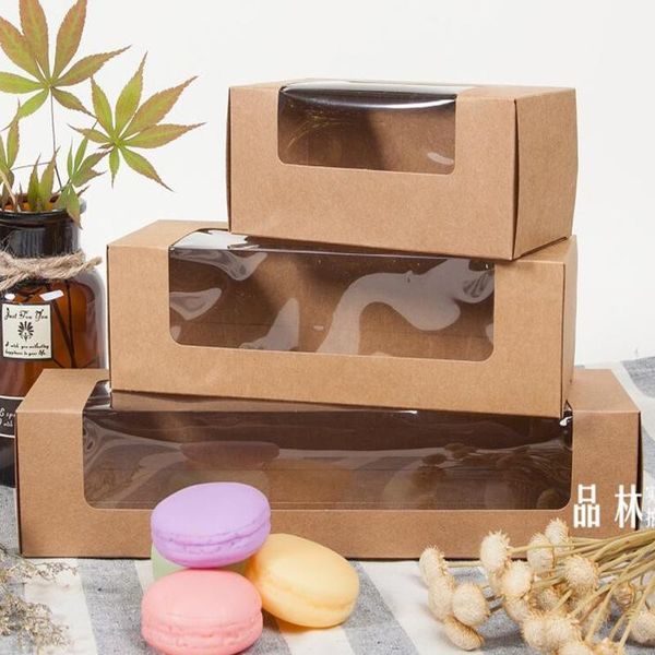 

gift wrap 15pcs/lot macaron box with clear window kraft paper packing baking food muffin paperboard cake boxes 2 sizes1