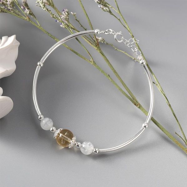 

charm bracelets 925 crystal bracelet s925 pure silver handmade jewelry sterling women with box, Golden;silver