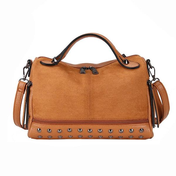 

evening bags fashion women retro shoulder boston female vintage rivet large capacity zipper portable diagonal bag casual handbags