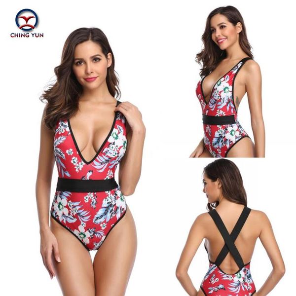 

one-piece suits ching yun 2021 triangle swimsuit female european and american bandage cloth backless fashion swimwear & spa 1931