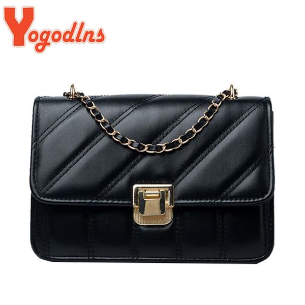 

evening bags yogodlns luxury chains shoulder bag female pu leather crossbody flap messenger handbag lozenge women's lock square