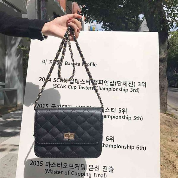 

women's new leisure small fragrance bright line diamond lattice metal buckle chain single shoulder cross bag fashion