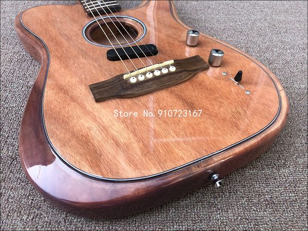 Custom Shop Acoustas Natural Электрогитара Полиэфирная атласная матовая отделка, верхняя дека из ели, гриф из красного дерева Deep C, хромированная фурнитура, винтажные колки