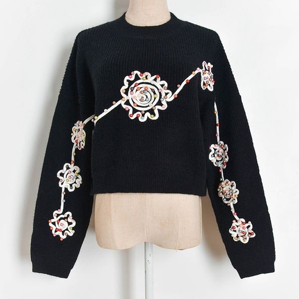 

women's sweaters autumn winter pullover loose languid lazy web celebrity sweater small fresh sweet long sleeve blouse white knitte, White;black