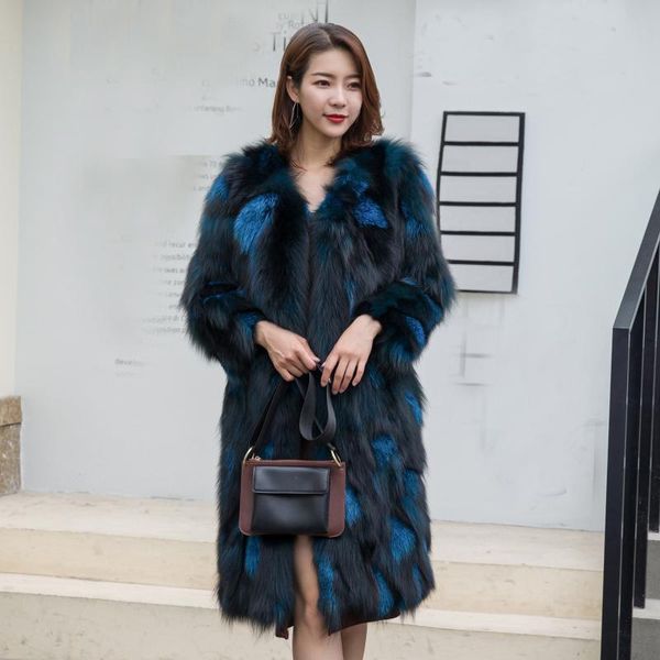 

women's fur & faux genuine real natural coat fashion long jacket ladies warm winter outwear custom big size, Black