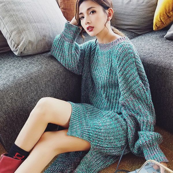 

tees more women the size pullovers of malha gross winter clothes vintage from o-neck long robe hiver femme dressed f1126 jdgd, White