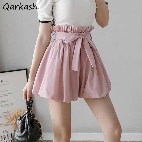 

women's shorts women summer kawaii design mujer korean style sweet teens leisure chic simple high waist loose all-match, White;black