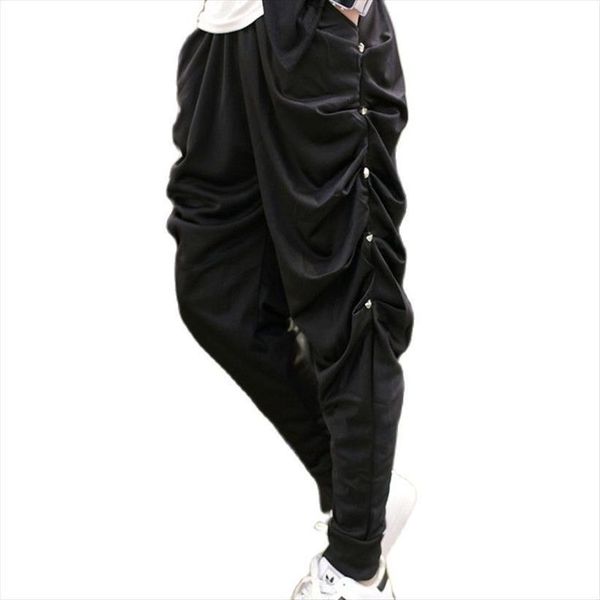 

summer nightclub rivet hip women pant hop punk harem drop crotch baggy man waist skinny stage costume joggers, Black