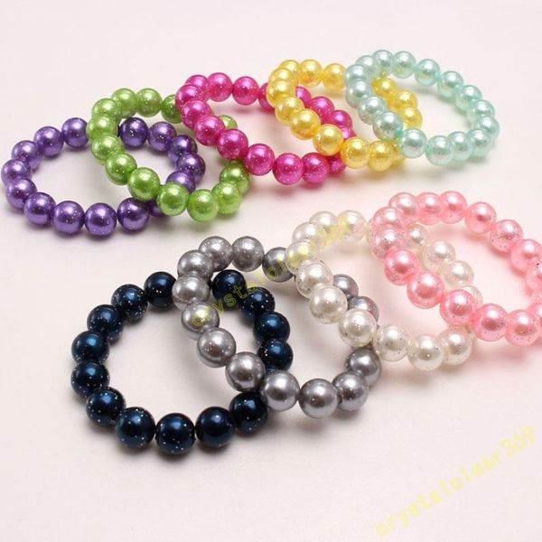 

candy color 10mm pearl beaded charm bracelets handmade jewelry kids girl children birthday party club decor, Red;brown