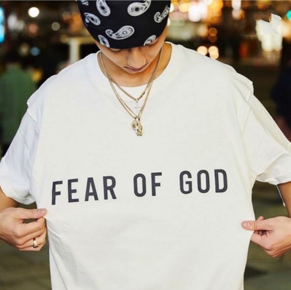 

new air fear of god t-shirts fog oversize tee for men women brand collaboration designer t shirt casual jersey shirt hip hop streetwear, White;black