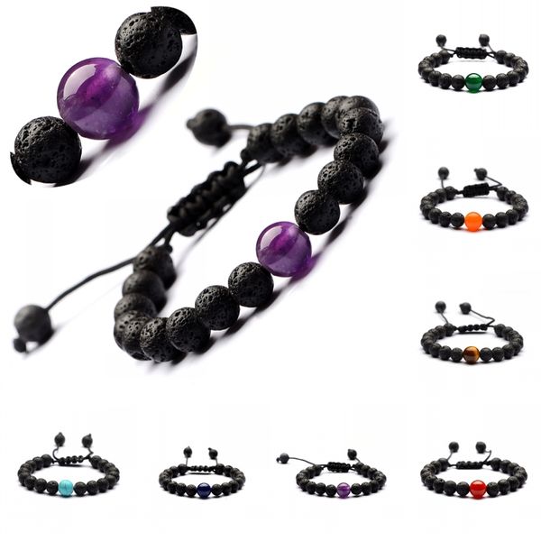 

kimter natural volcanic stone bracelet 7 chakra yoga beads essential oil diffuser bracelets for women men fashion jewelry dhl m195r f, Golden;silver