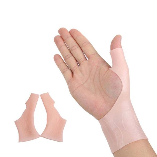 

wrist support silicone gel thumb braces spasm rheumatism tenosynovitis arthritis pain relief yoga sports massage protector, Black;red