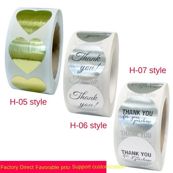 

gift wrap roll gold silver thank you sticker baking hand decorative