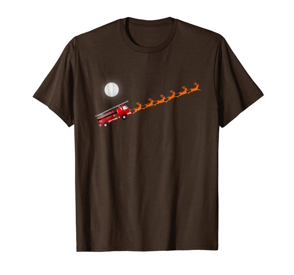 

santa sleigh riding firetruck t-shirt fireman shirt, White;black