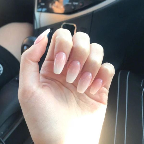 

false nails 24pcs pink white short ballerina fake full cover artificial nail art tips diy press on wearable manicure, Red;gold