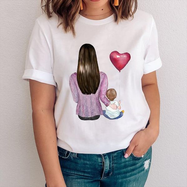 

and women graphic cartoon men t shirts mom son womens boy love trend summer spring clothes lady clothing tees, White;black