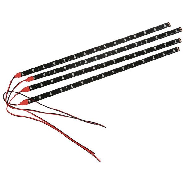

car headlights 4 x adhesive strips15 led 30cm 12v waterproof flexible band red