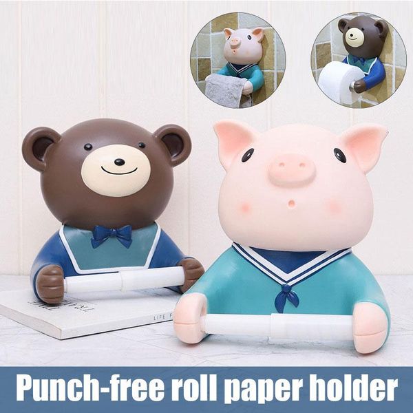 

toilet paper holders cartoon towel wall holder no drilling self adhesive kitchen stand porta papel higiÃ©nico