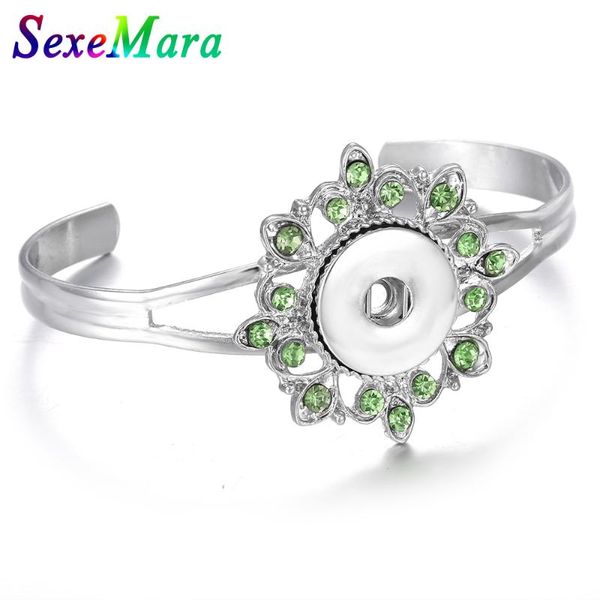 

charm bracelets 2021 snap bracelet rhinestone flower cuff fit 18mm button jewelry for women, Golden;silver