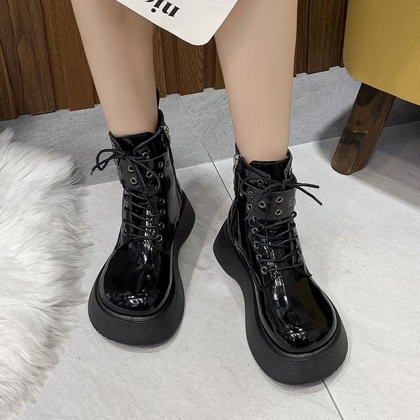 

boots thick-soled high-heeled role-playing fashion autumn and winter wedges ankle women's halloween shoes, Black