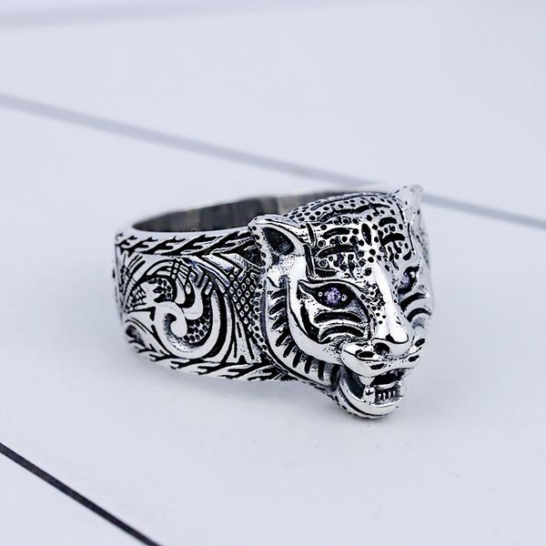 

2021 real 925 sterling silver vintage rings for men women lovers biker punk fashion designer jewelry tiger skull ring gifts zero1 ghost