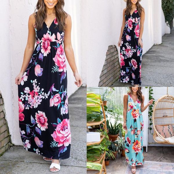 

casual dresses 2021 autumn v neck sleeveless vintage floral print women sashes a line high waist slim holiday dress vestidos de mujer, Black;gray