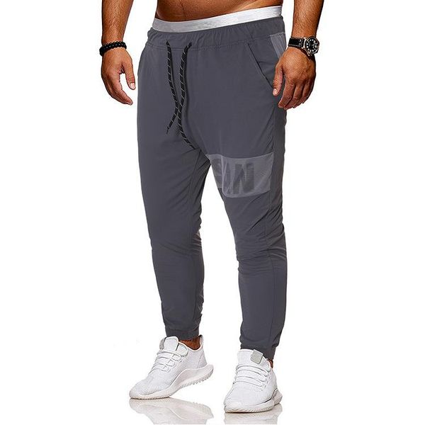 

casual pants men's trendy sports spring thin alphabet pattern harem loose feet fitness jogging, Black