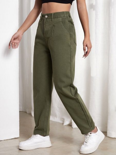 

high waist plicated detail jeans u3mt#, Blue