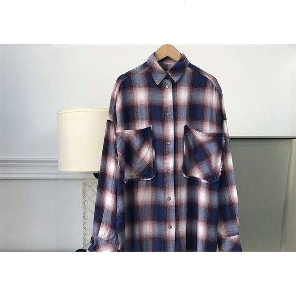 

shirt spring and autumn loose plaid long-sleeved women wear oversize bottoming wi56, White