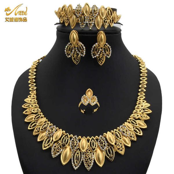 

aniid necklace sets for women bridal faddish jewelery african earrings indian rings bracelet wedding accessories ethiopian 2021 h1022, Silver