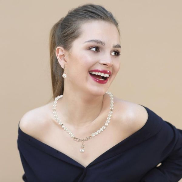 

earrings & necklace 1 set girl fashion accessory pendant decor pearl earring, Silver