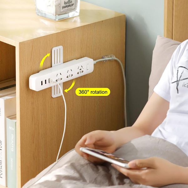 

hooks & rails abs punch-plug fixer home storage cable wire organizer power strip holder self-adhesive socket