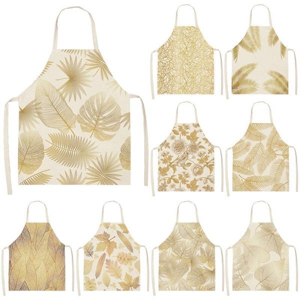 

aprons golden leaf pattern baking accessories for women apron kitchen cooking