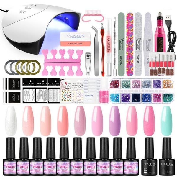 

gel nail polish kit full manicure set 36w uv led lamp dryer soak off varnish for art tools set1