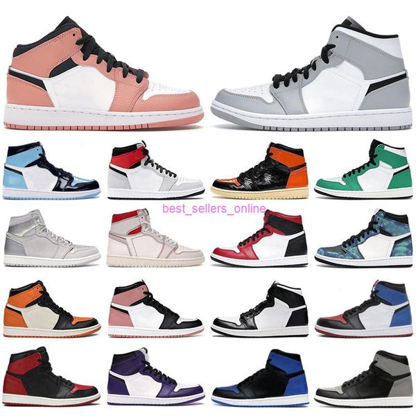 

og 2021 men basketball shoes 1s high jumpman 1 chicago obsidian bred dark mocha lucky green rust pink mens women trainers sneakers