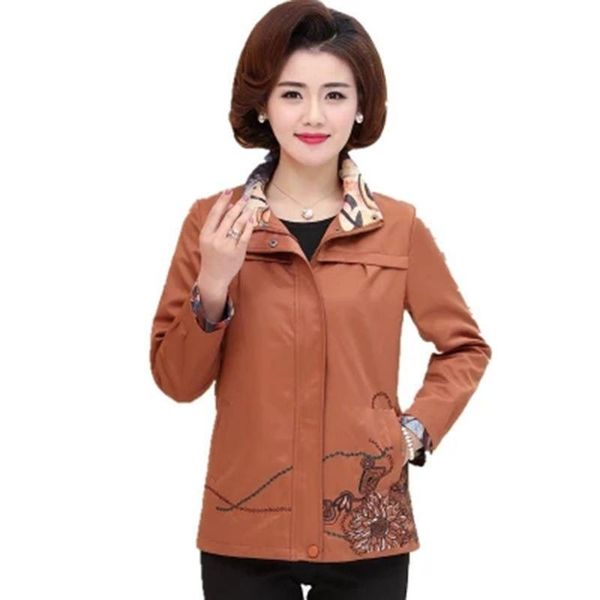 

women's trench coats 2021 spring plus size 5xl coat female floral embroidered loose outwear ladies turn down collar casual f424, Tan;black