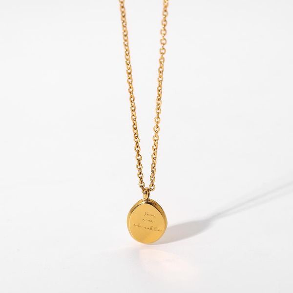 

pendant necklaces tarnish waterproof stainless steel oval word necklace for women statement chokers party jewelry, Silver