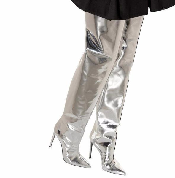 

boots long side zipper women's fashion boot pointed thin high heel metal1, Black