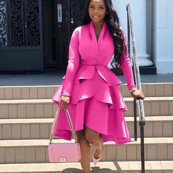 

women dresses v neck elegant celebrity runway party dress work wear business ruffles a line midi club for casual, Black;gray