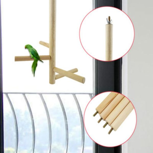 

bird ladder swing parrot rotating station bar /4 round wooden stair toys cages