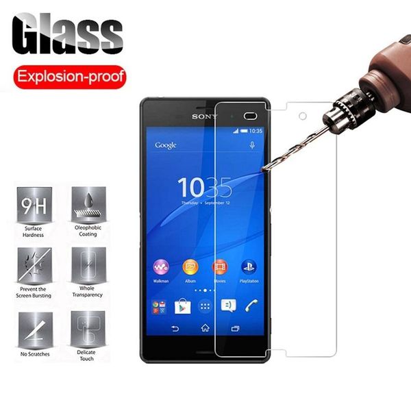 

tempered glass for sony m2 m4 aqua m5 screen protector film protective t3 l2 l3 phone cell protectors