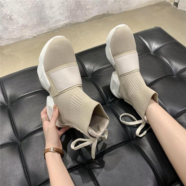 

boots women ankle 2021 fashion shoes 3cm heel lace up slip on platform for woman botas mujer size 35-40, Black